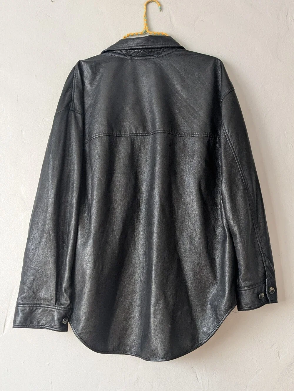 Aritzia Wilfred The Ganna Faux Leather Shacket Black Button Front XLarge
